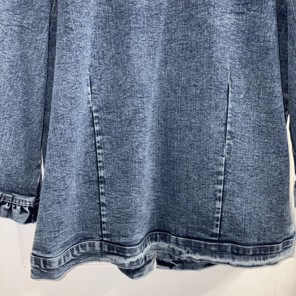 Vintage NorthStyle Denim Jean Jacket Women's XL Pockets Ruffle Trim 3/4 Sleeves - Picture 9 of 10
